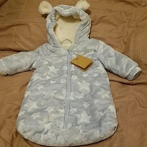 NWT MonLapin 0-3 month Baby Bunting-skyblue w/star
